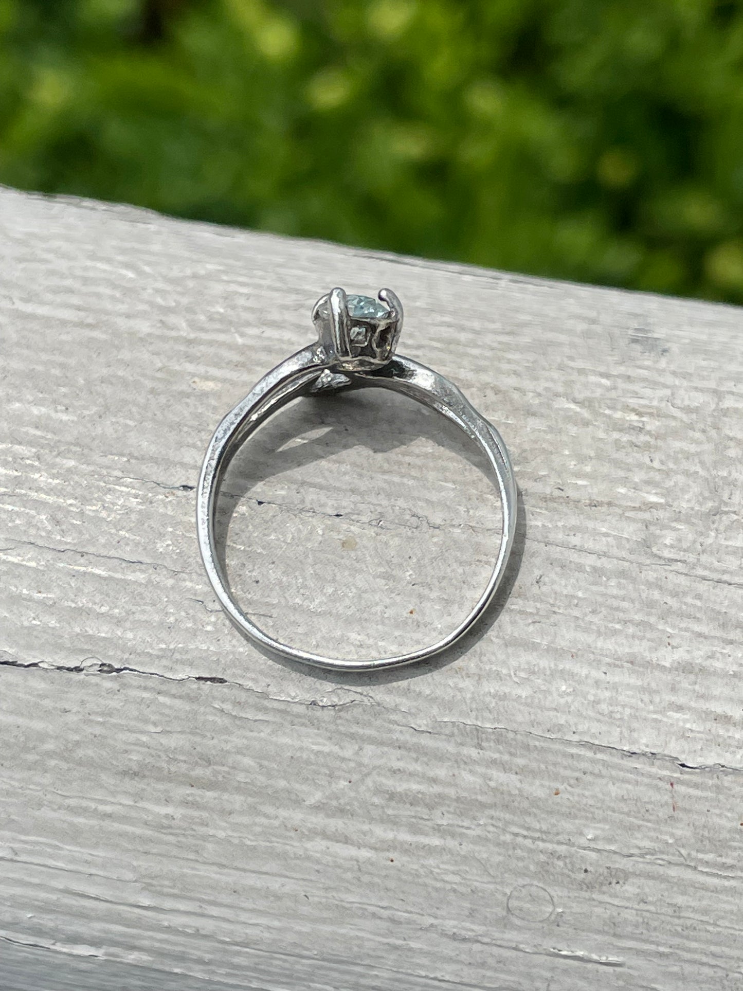 925 Sterling Silver Pear Shape Aquamarine Twist Ring