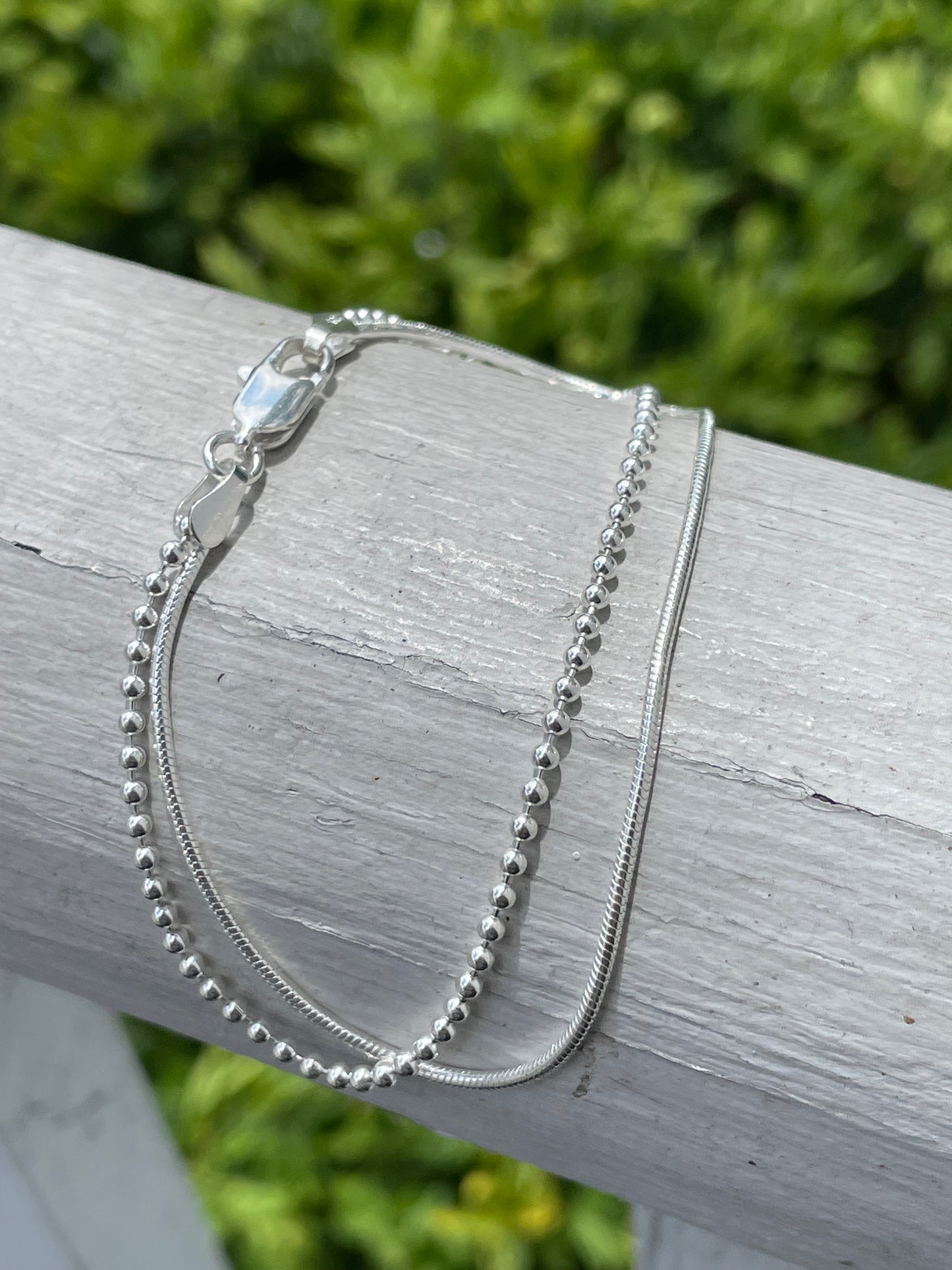 925 Sterling Silver Double tier stack bracelet