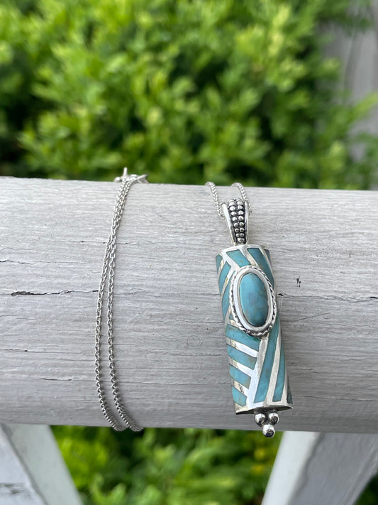 925 Sterling Silver Turquoise Totem Necklace