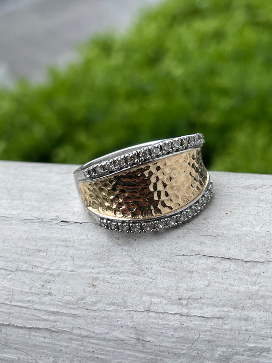 Designer Joseph Esposito ESPO 925 Vermeil Sterling Silver Cz Band Ring