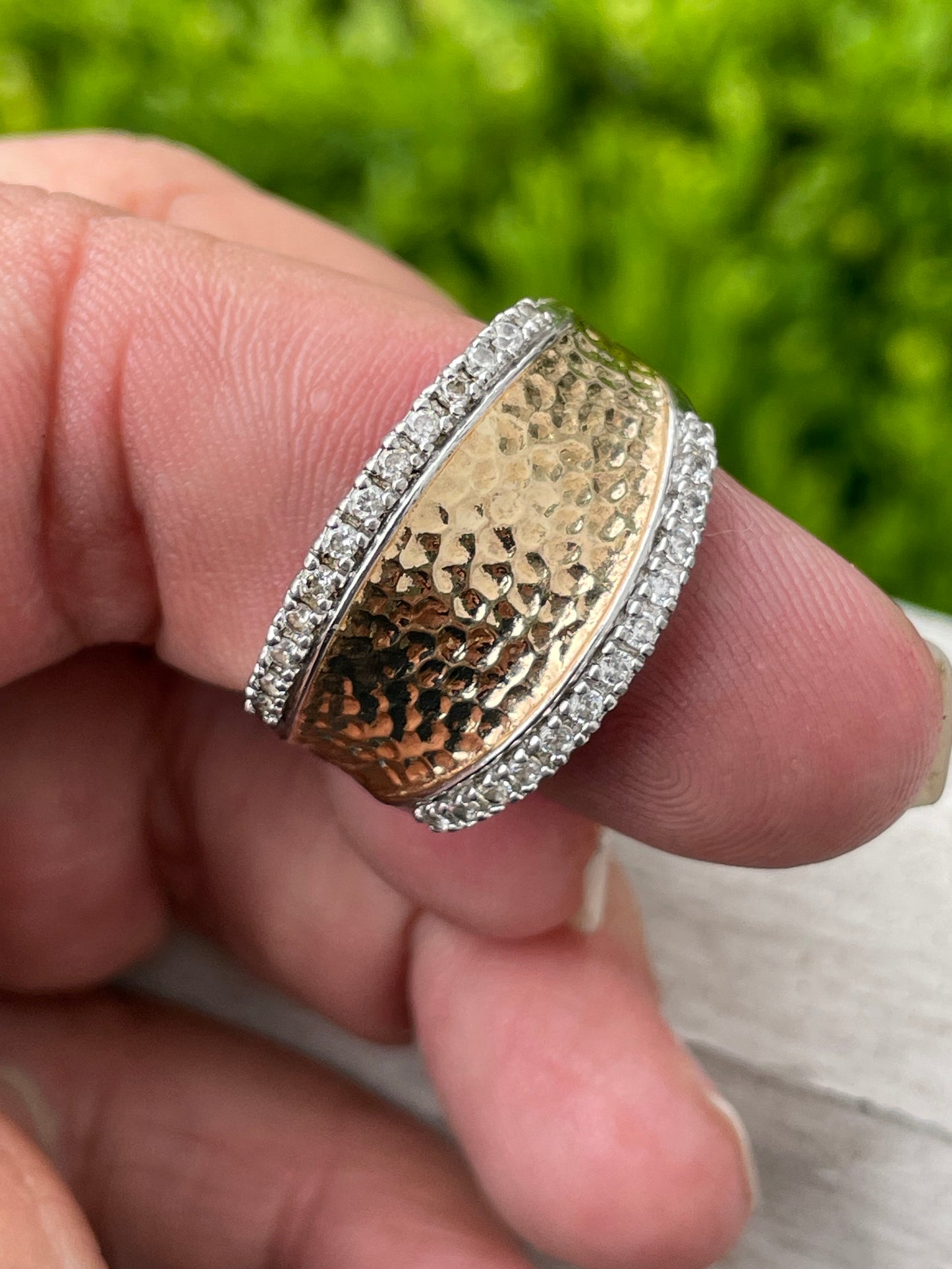 Designer Joseph Esposito ESPO 925 Vermeil Sterling Silver Cz Band Ring