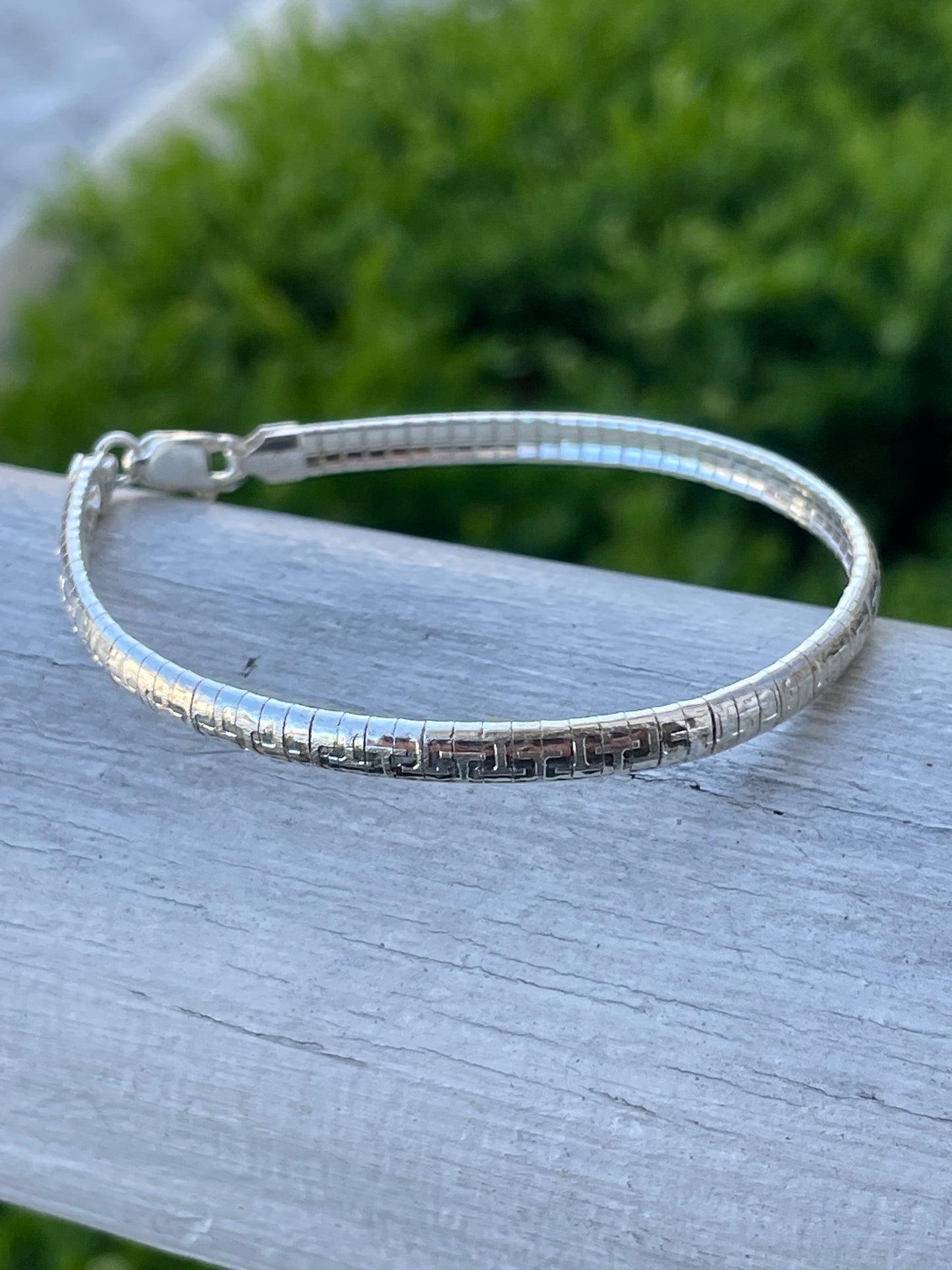 925 Sterling Silver Greek Key Herringbone Bracelet