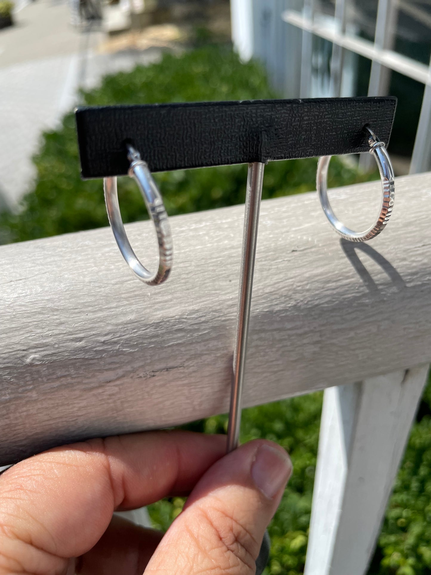 925 Sterling Silver Coin Edge Hoop Earrings