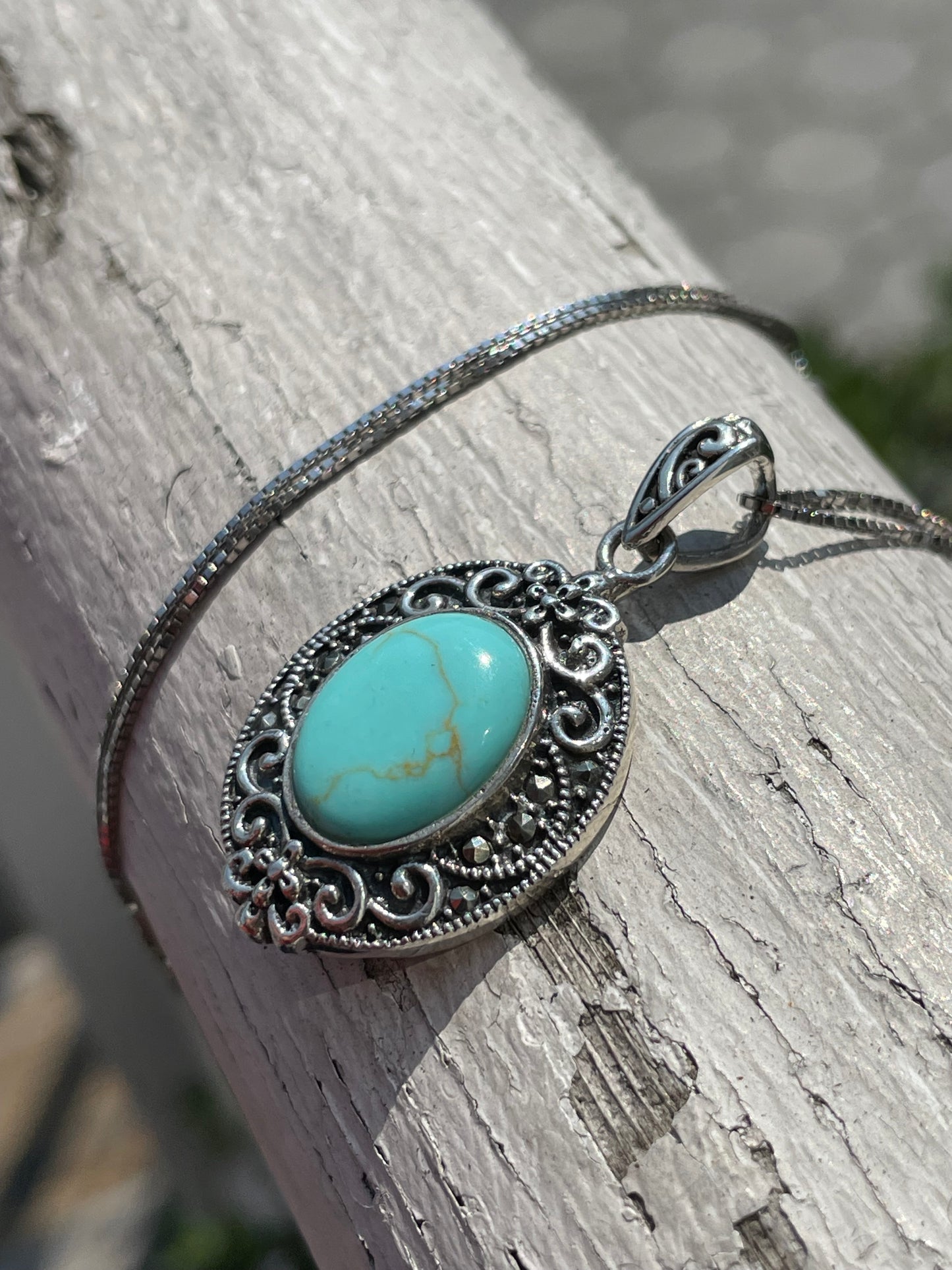 925 Sterling Silver Sleeping Beauty Turquoise Necklace