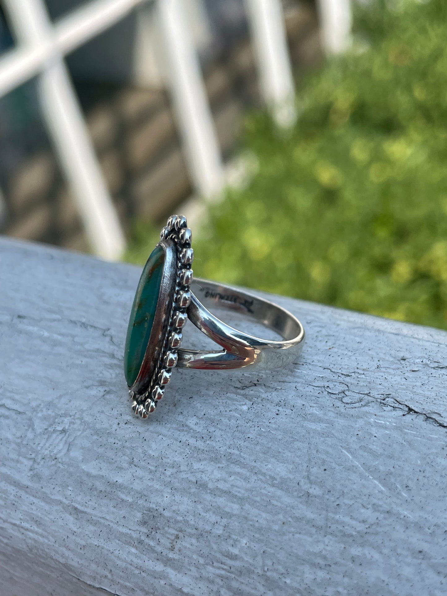 925 Sterling Silver Bell Trading Post Turquoise Ring