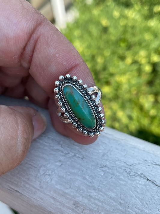 925 Sterling Silver Bell Trading Post Turquoise Ring