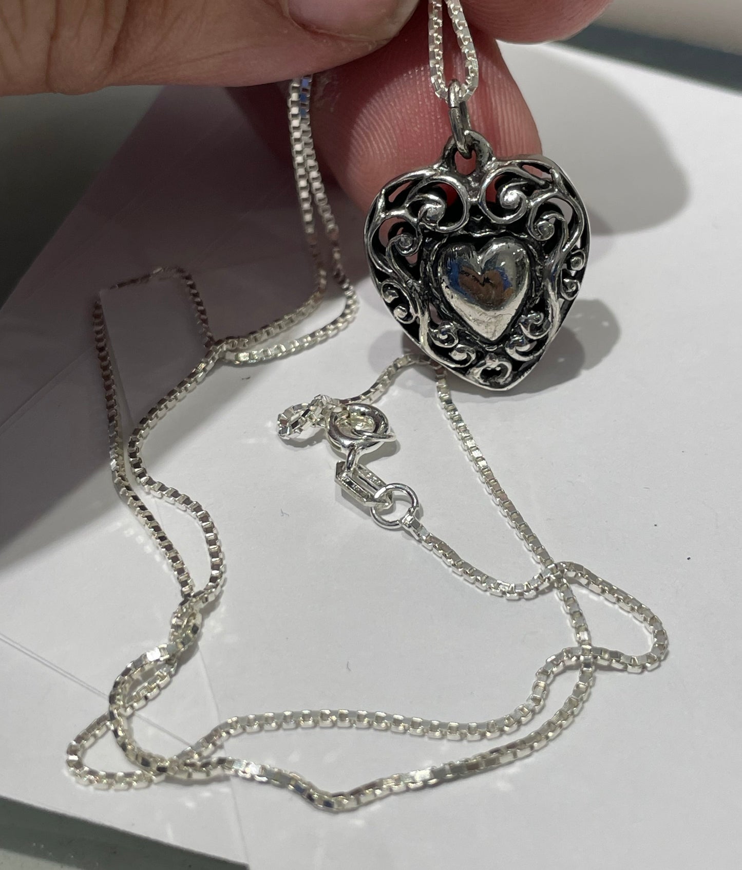 925 Sterling Silver "My Vintage Heart" Openwork Heart Necklace