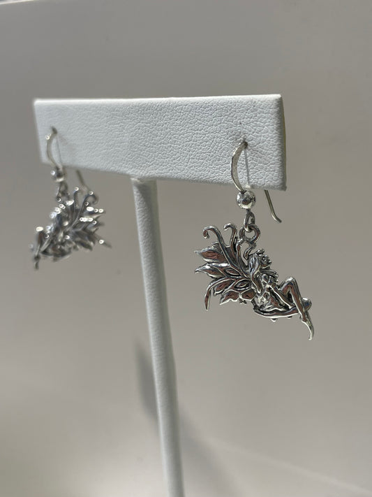 925 Sterling Silver Dangle Fairy Earrings