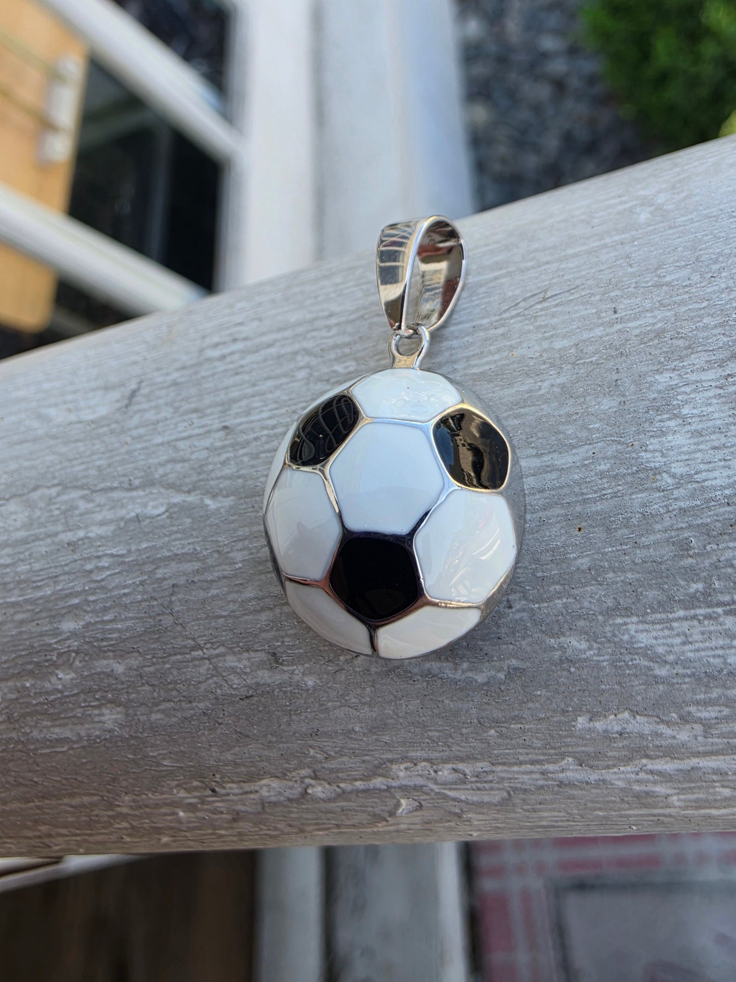 925 Sterling Silver Soccer Ball ⚽️ w/ black & white enamel charm pendant