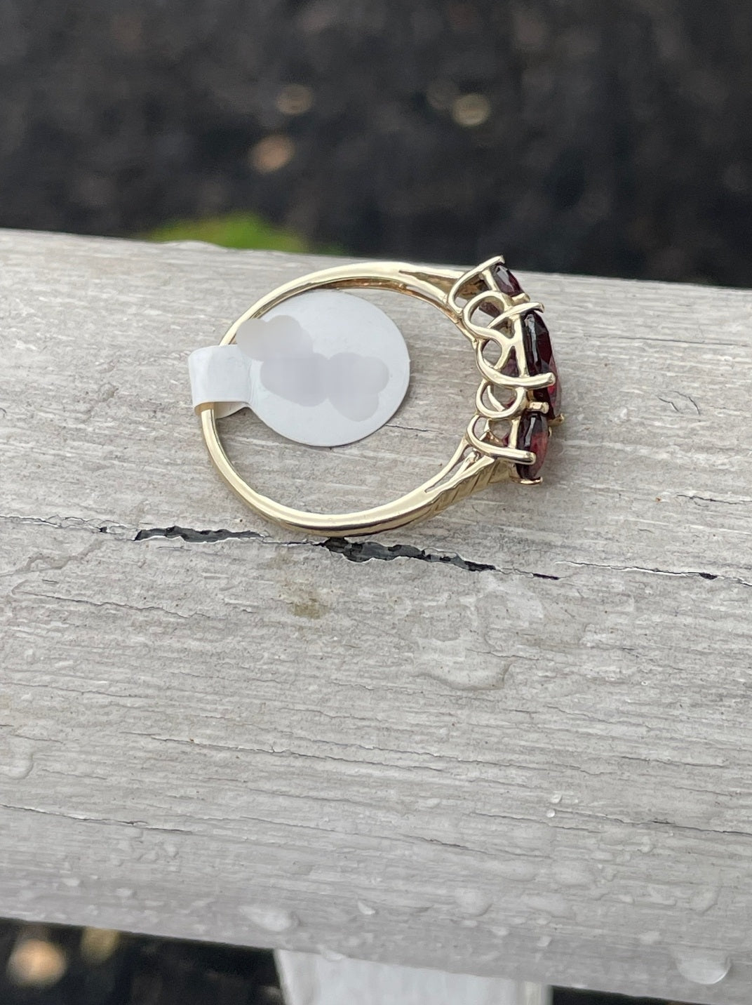 14k Gold Past Present Future 2.00ct Garnet Ring