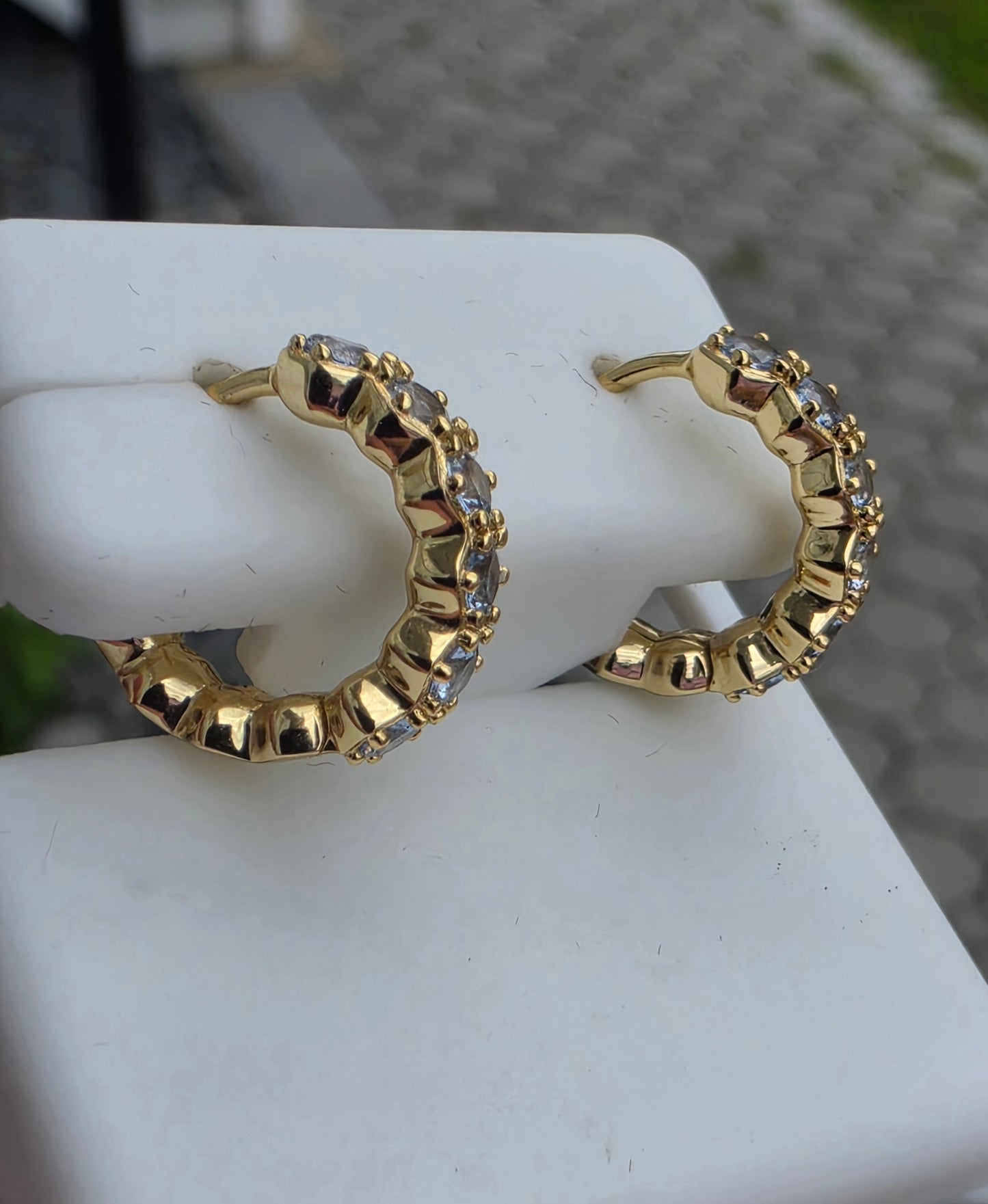 925 Sterling Silver Vermeil 15mm Aquamarine Huggie Hoop Earrings