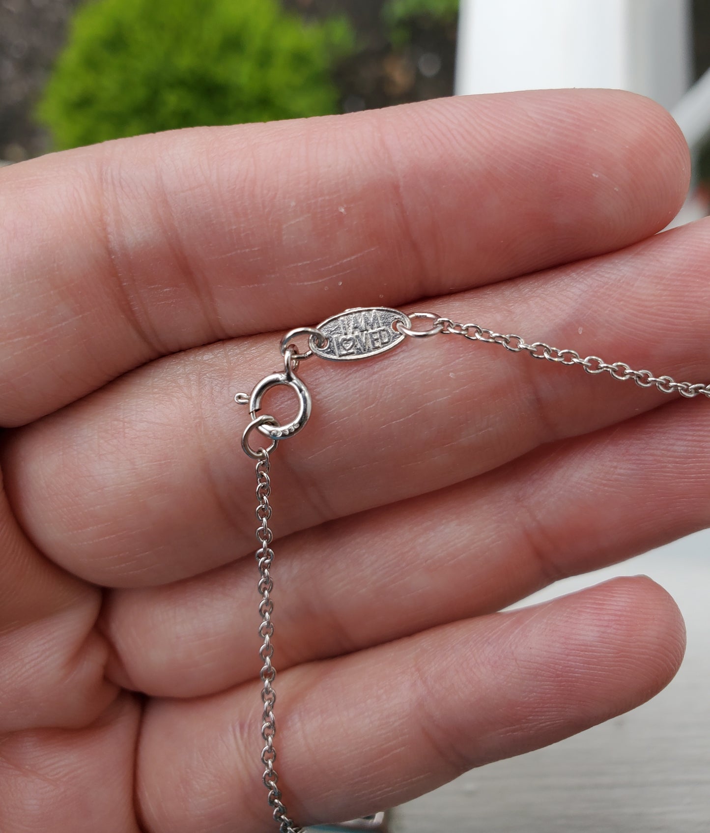 925 Sterling Silver & 14k Gold  Helzberg Diamond Double Heart "I Am Loved" Necklace