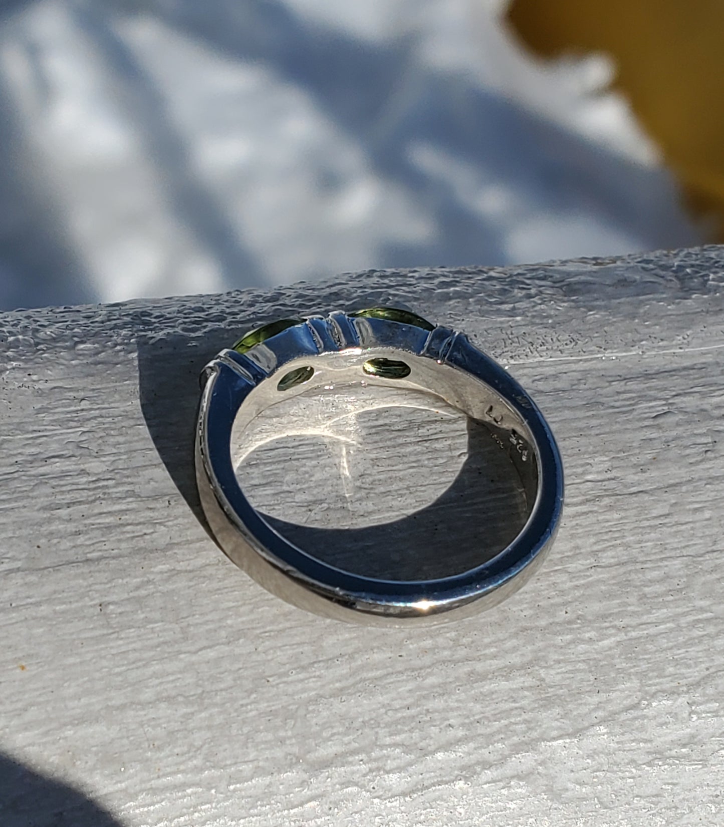 925 Sterling Silver Double Marquise Peridot Band Ring