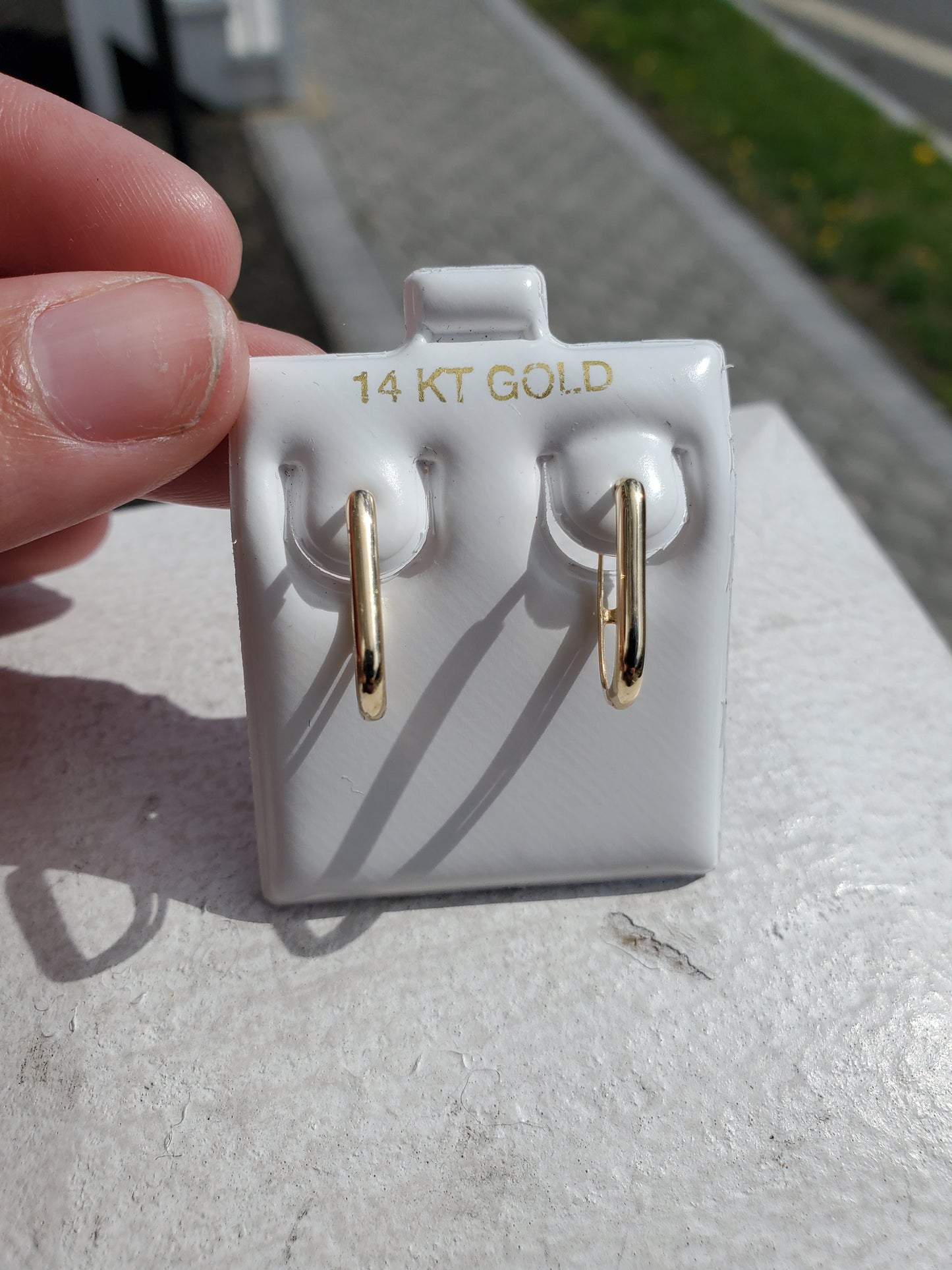 14k Solid Gold Hi-Polish Paperclip Huggie Hoop Earrings