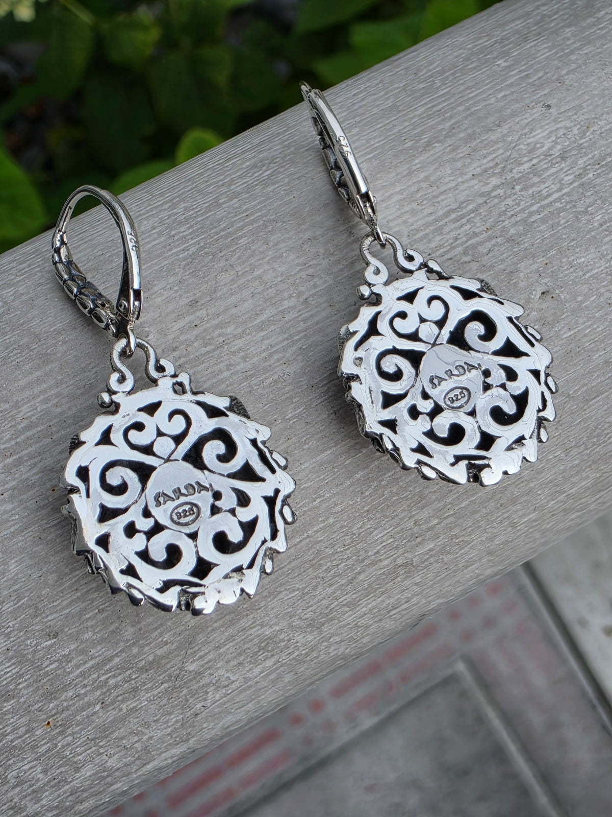 925 Sterling Silver Designer Sarda Lion Lioness Dangling Earrings
