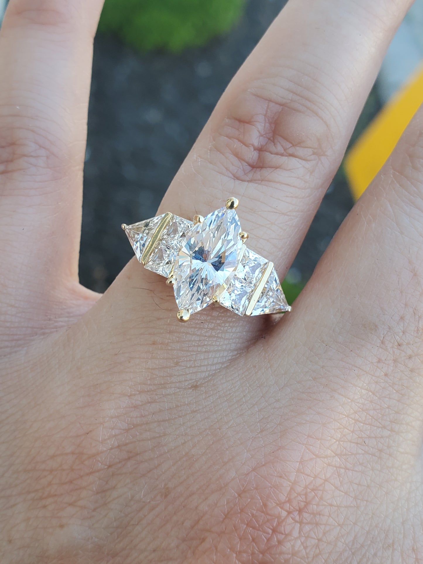 14k Solid Gold 3ct Zirconia Marquise Cluster Ring