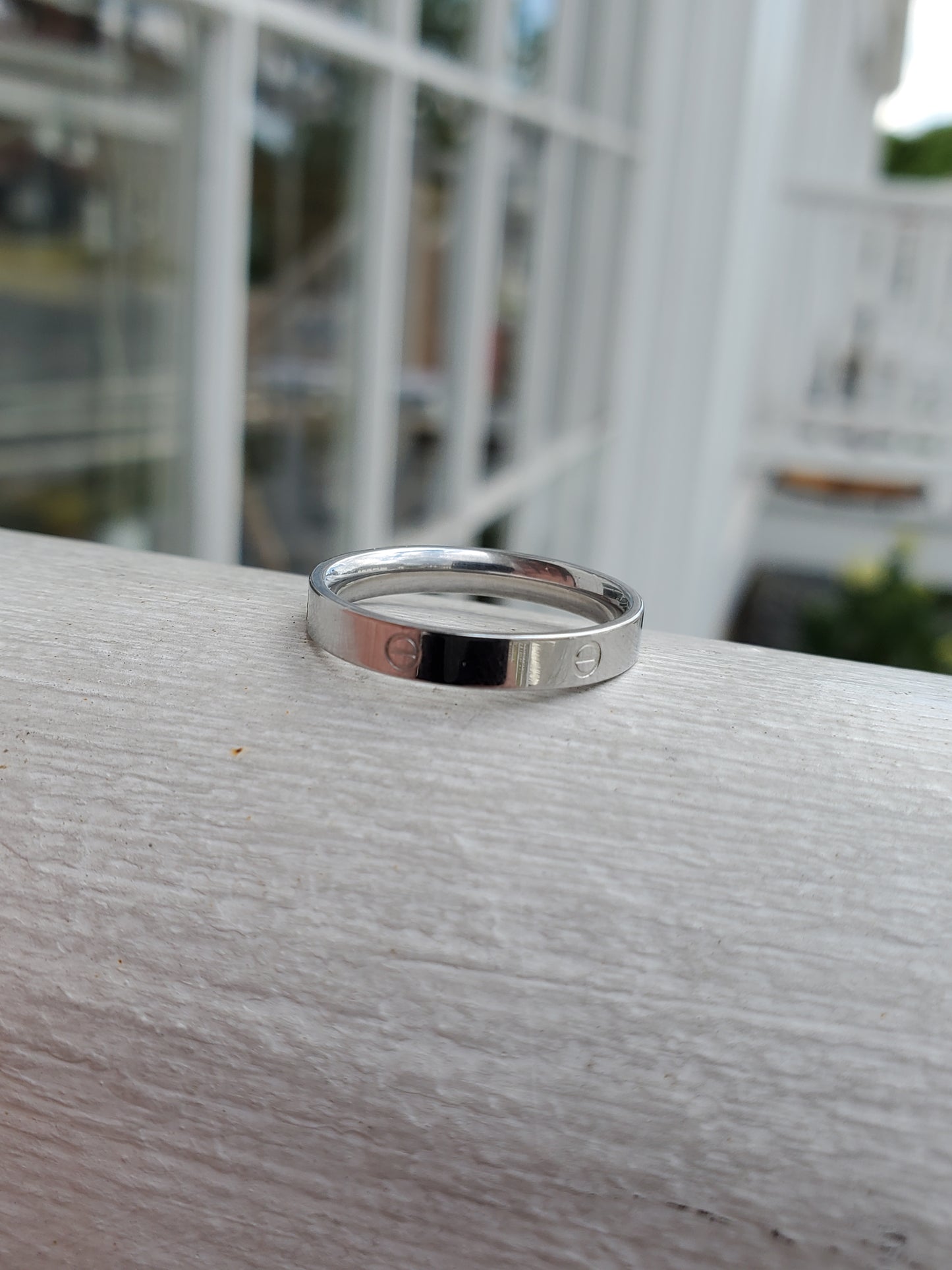 Stainless Steel Thin Love Cartier Style Band Ring