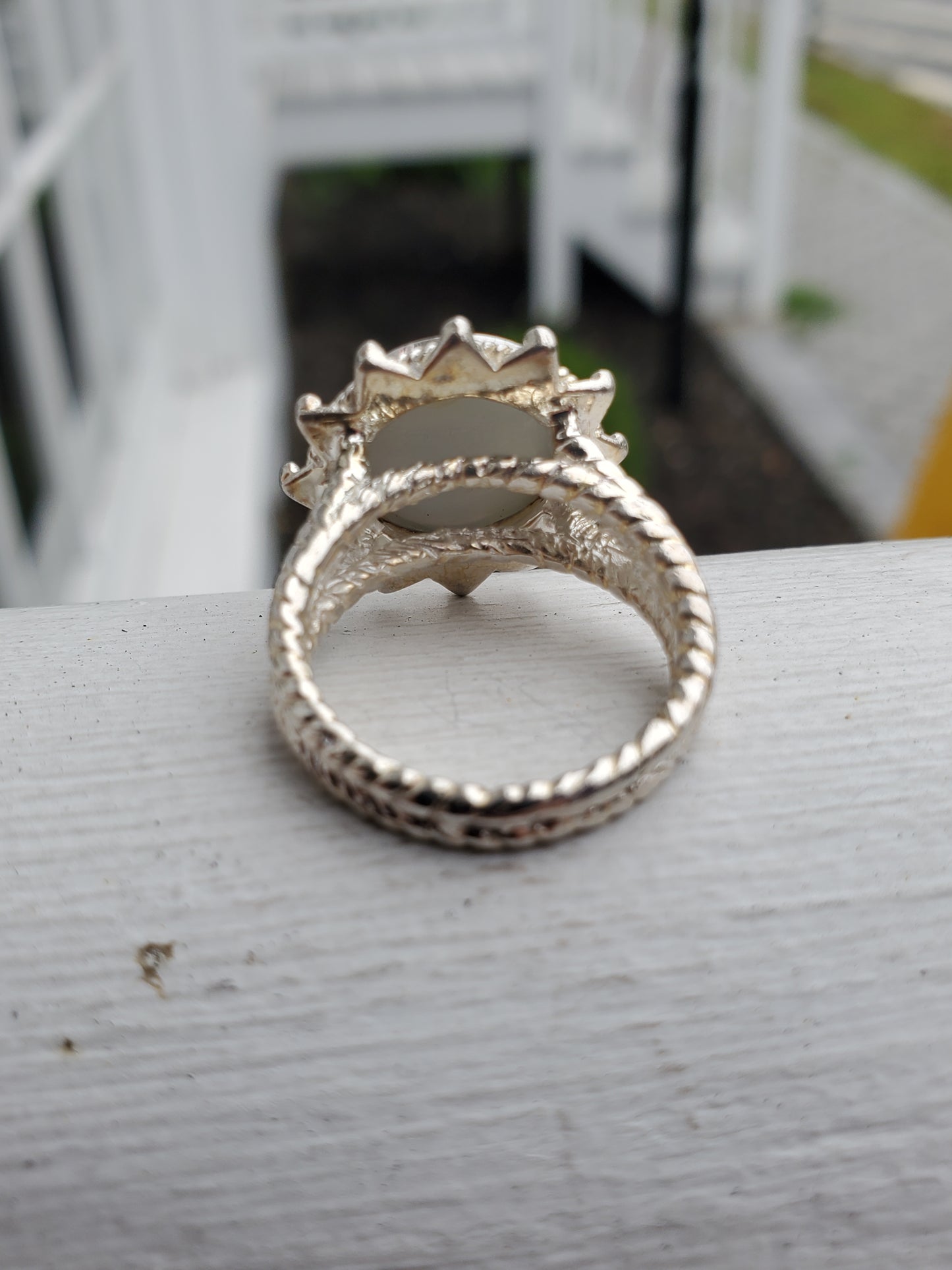 925 Sterling Silver Mystic Druzy Tapered Twisted Cable Ring