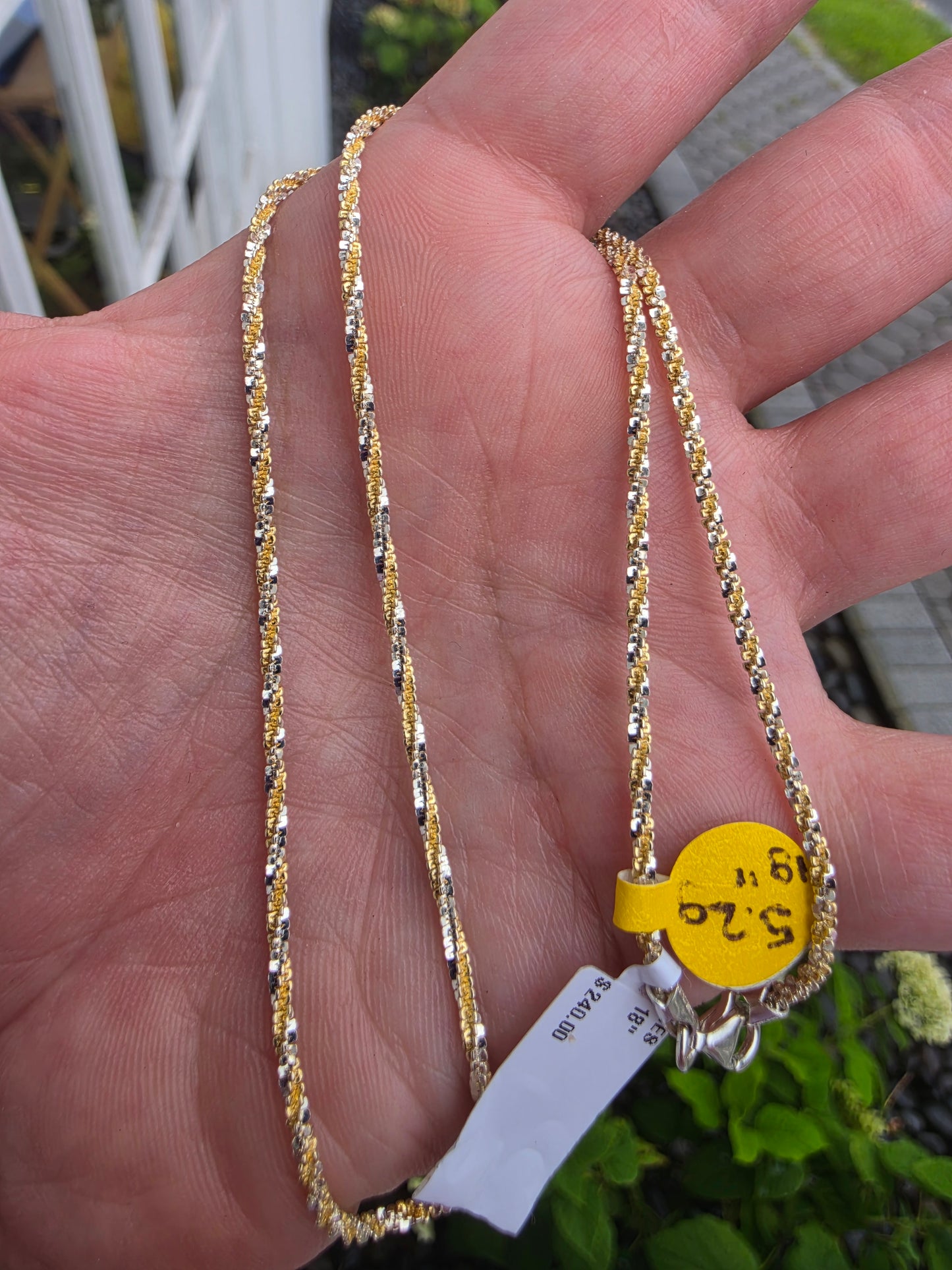 925 Sterling Silver & 18k Gold Vermeil 18" Twisted Rock Chain Necklace