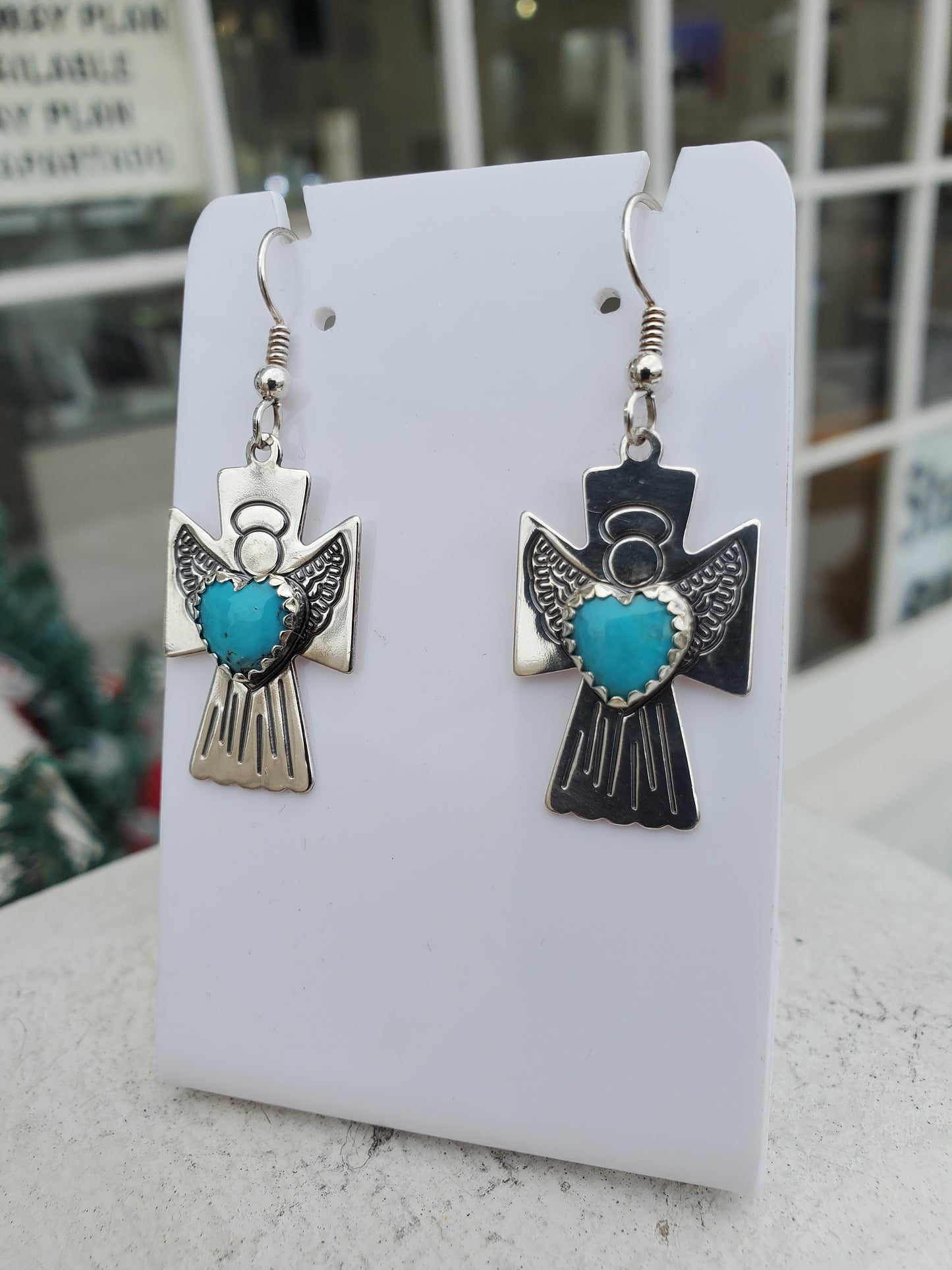 925 Sterling Silver Designer Roderick Tenorio Carolyn Pollock Turquoise Angel Dangle Earrings