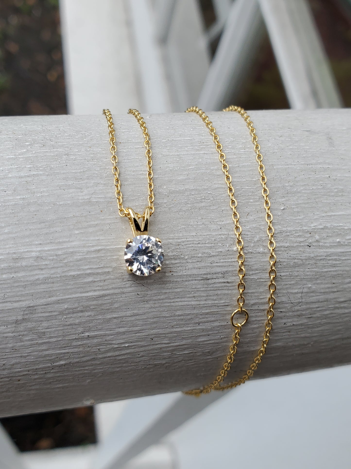 925 Sterling Silver Vermeil Half Carat CZ Zirconia Solitare Necklace
