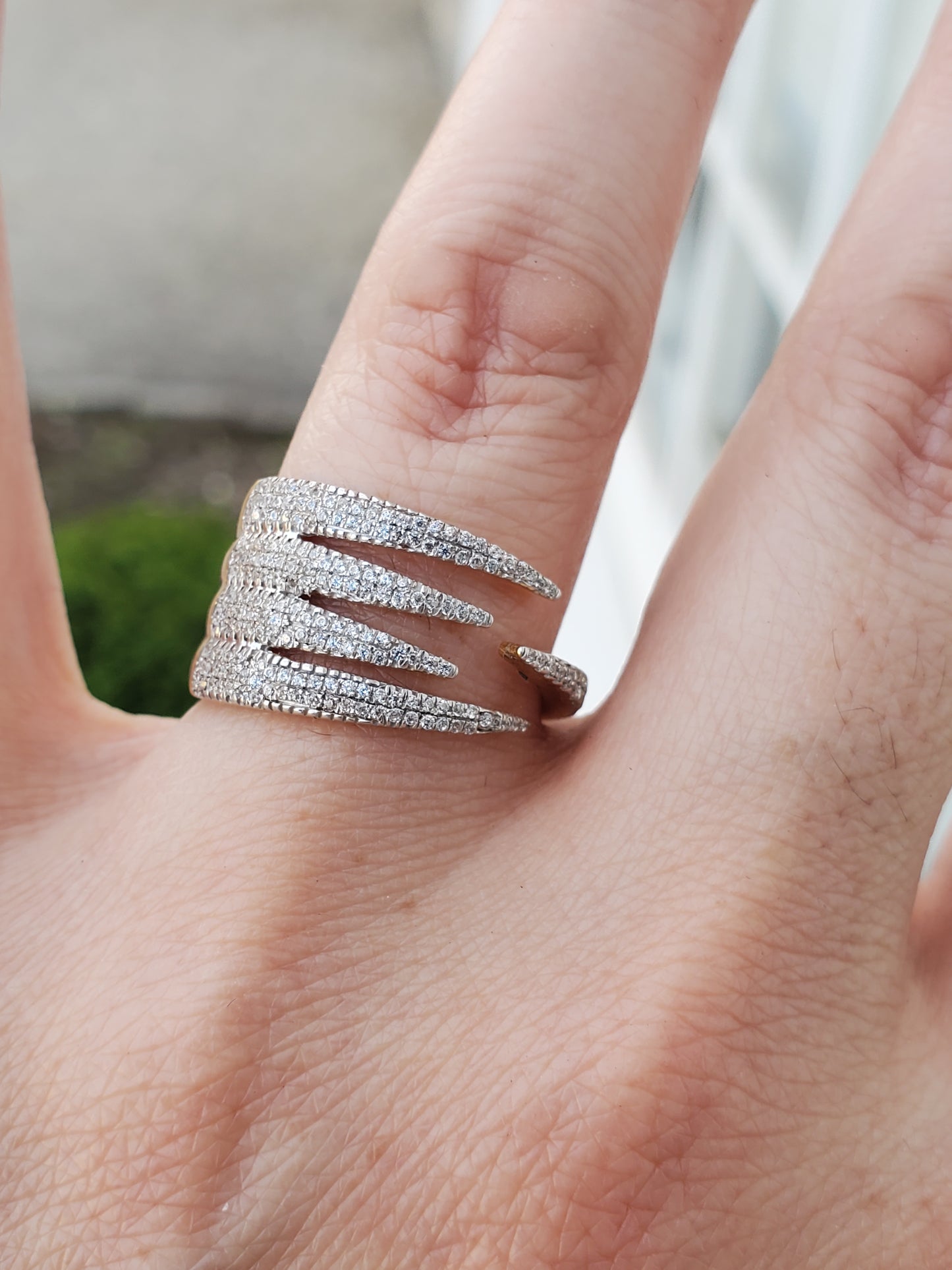 925 Sterling Silver Vermeil Captured Glam Micro Pave Zirconia Grid Ring