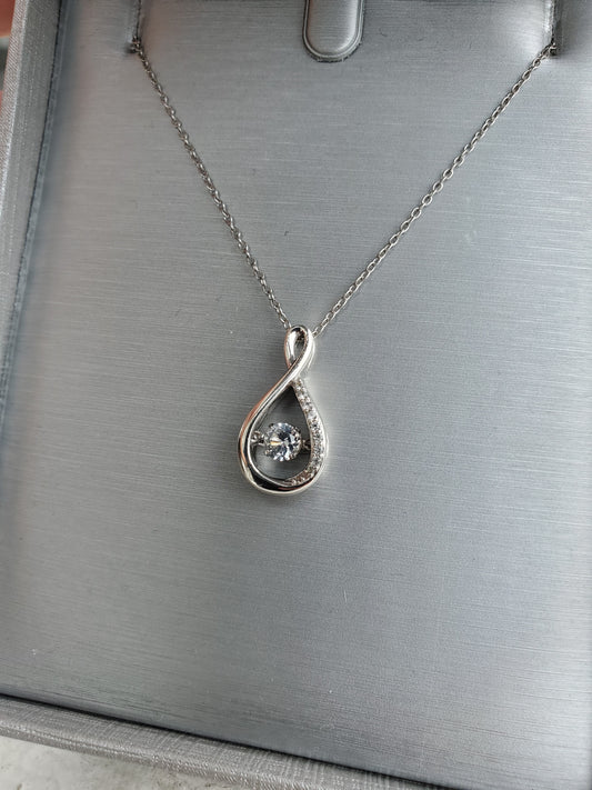 925 Sterling Silver Infinite Love Floating White Topaz Pendant Necklace