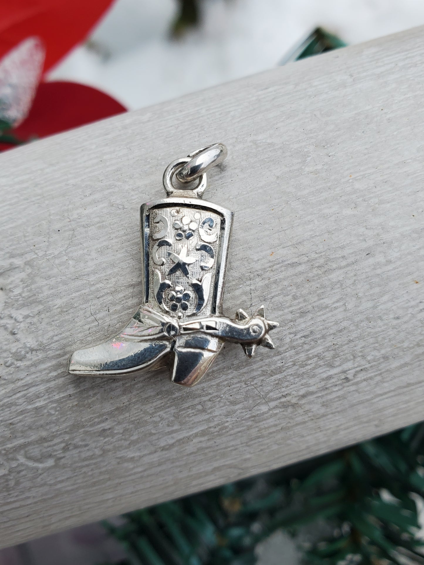 925 Sterling Silver Solid Double-Sided Country Western Cowgirl / Cowboy Boot Pendant Charm