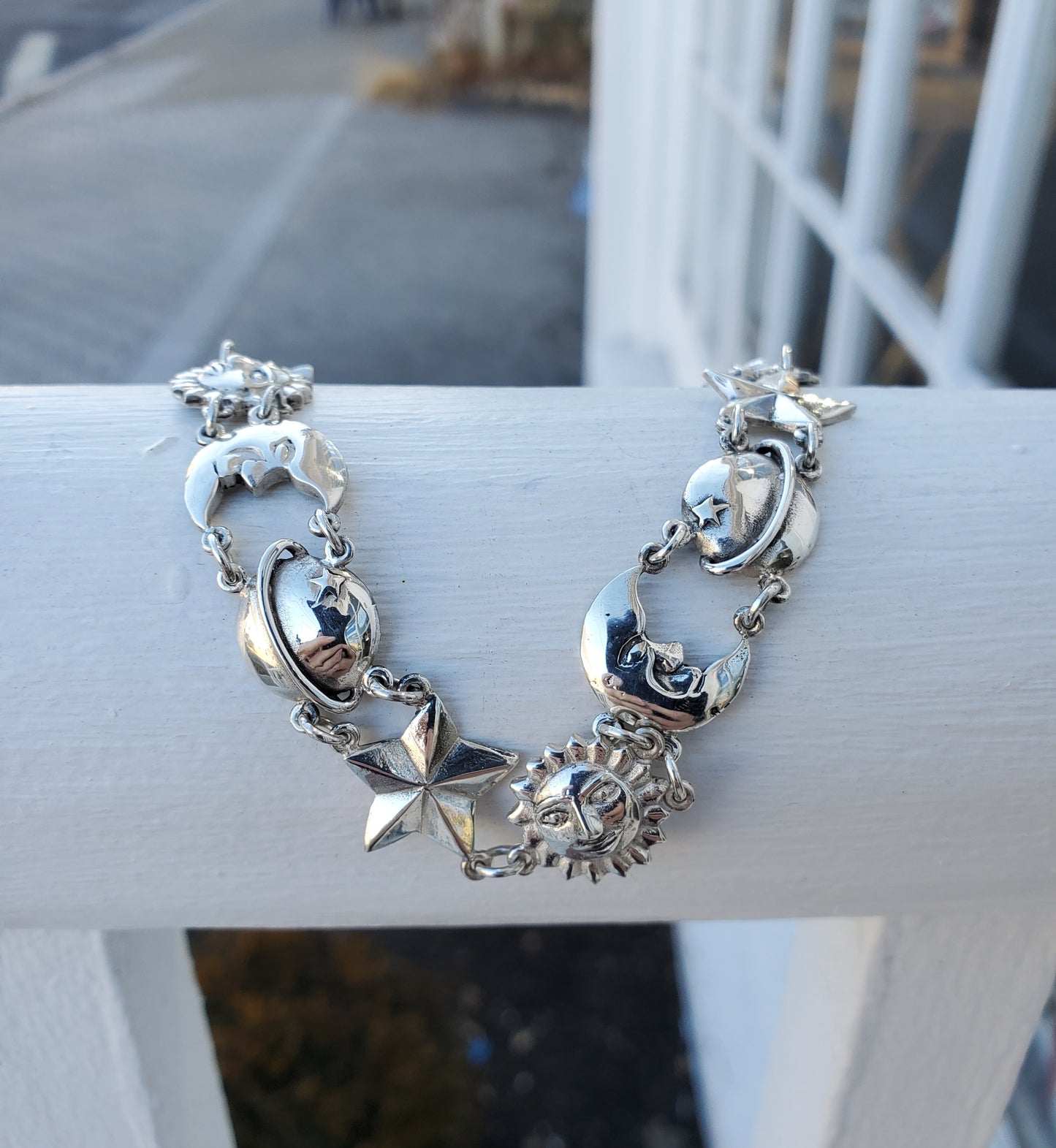 925 Sterling Silver Celestial Moon Sun Star Planet Bracelet