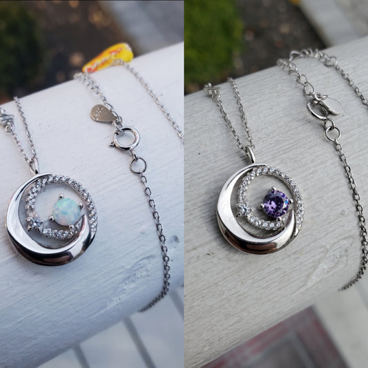 925 Sterling Silver Event Horizon Circular Galaxy Star Necklace