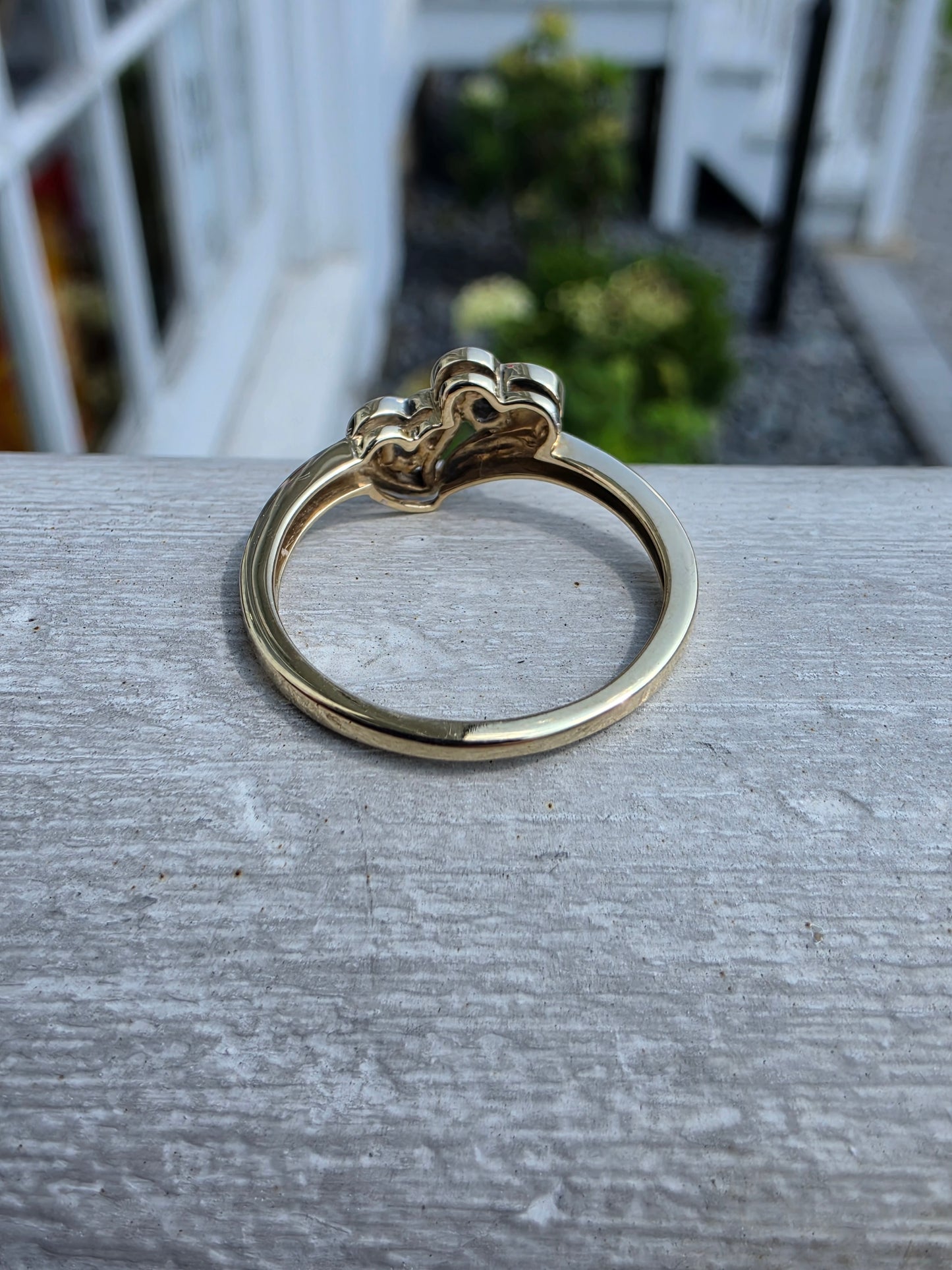 10k Solid Yellow Gold Natural Diamond Double Heart Ring