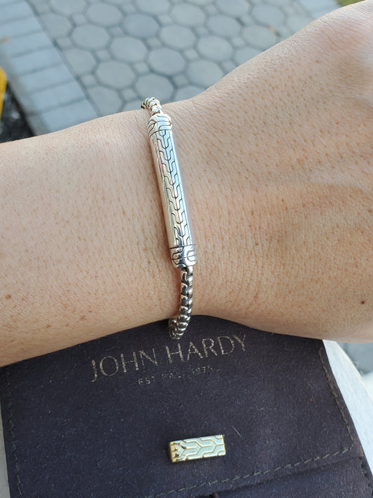 925 Sterling Silver Designer John Hardy Bar Cable Link Chain Bracelet