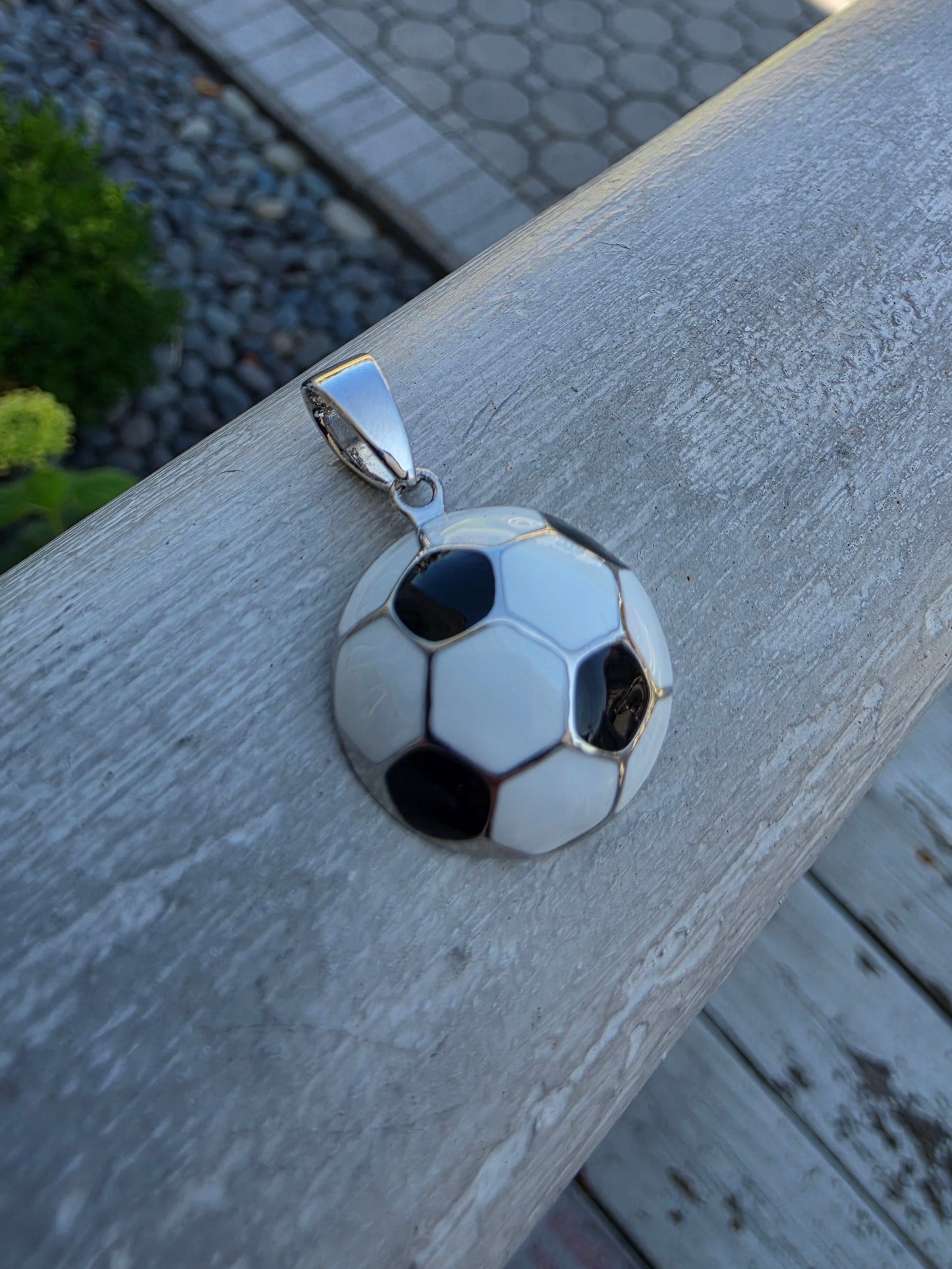 925 Sterling Silver Soccer Ball ⚽️ w/ black & white enamel charm pendant