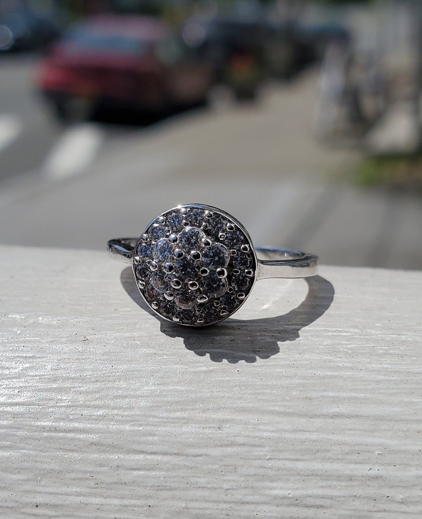 925 Sterling Silver Flower CZ Zirconia Adjustable Toe/ Mid-Finger Ring