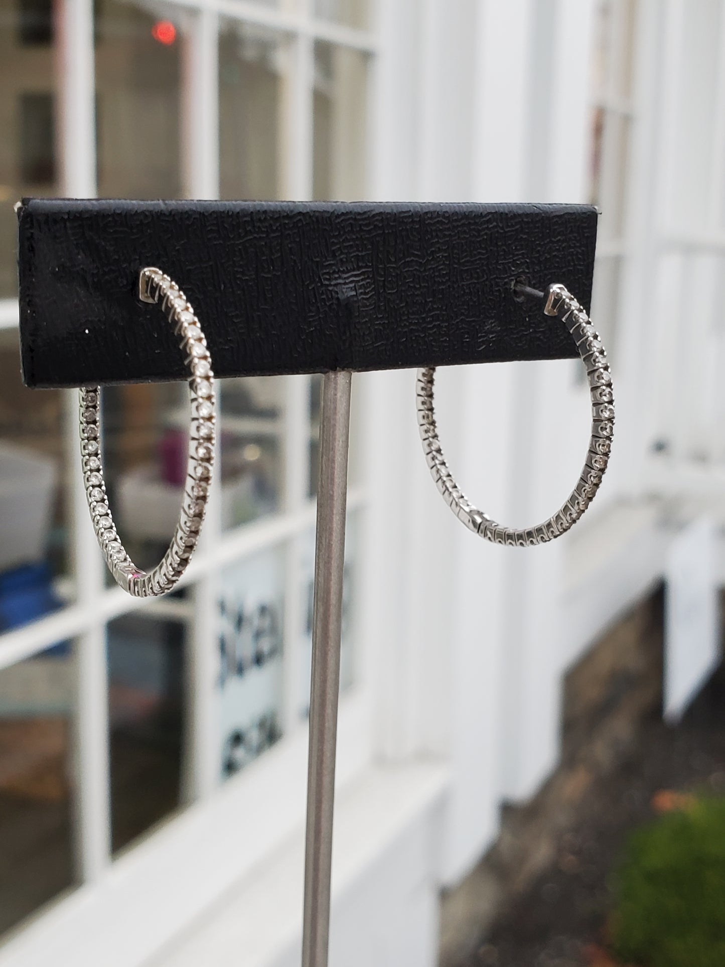 925 Sterling Silver 25mm CZ Zirconia Hoop Earrings