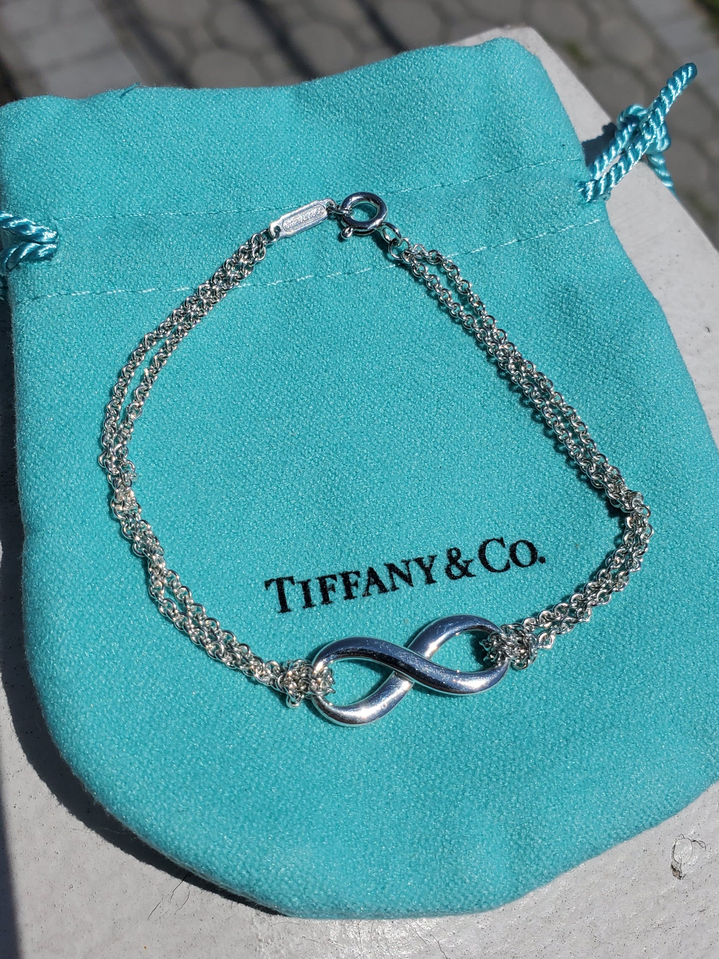 925 Sterling Silver Tiffany & Co. Infinity Double link chain bracelet