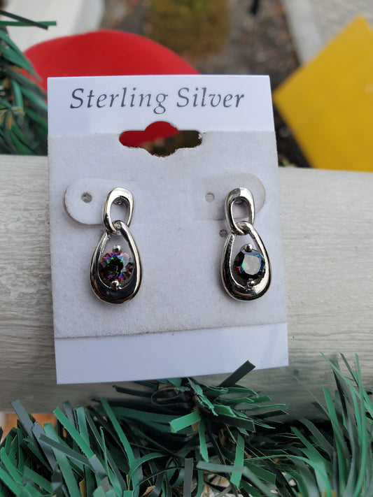 925 Sterling Silver Mystic Topaz Mini Drop Earrings