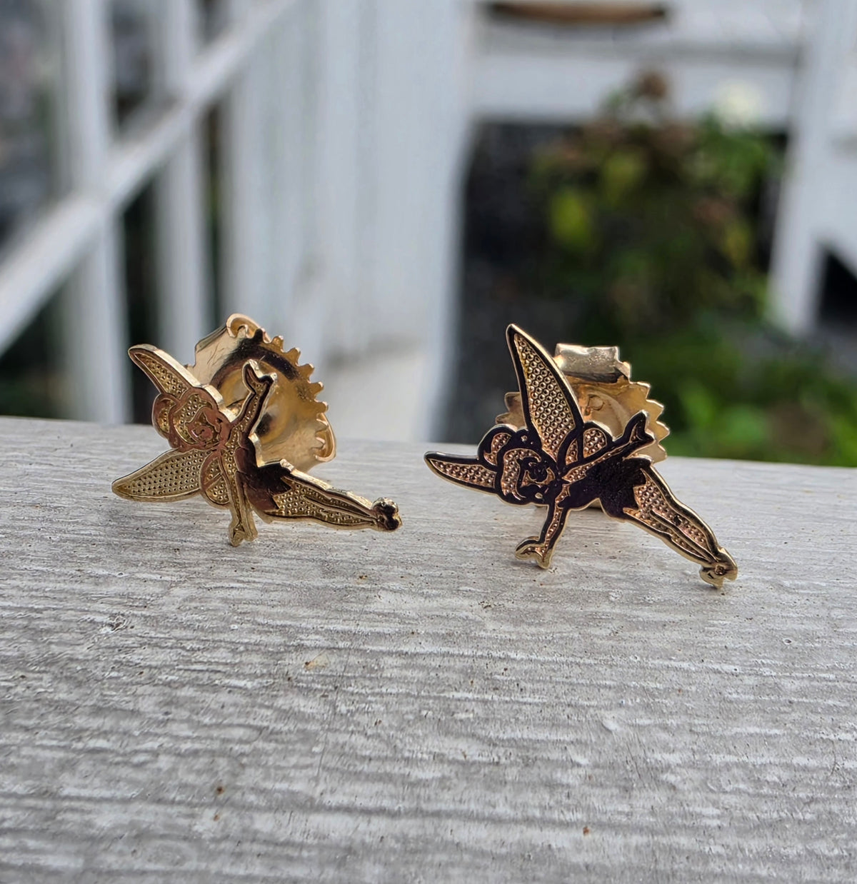 10k Solid Gold Disney Tinkerbell Fairy Post Stud Earrings