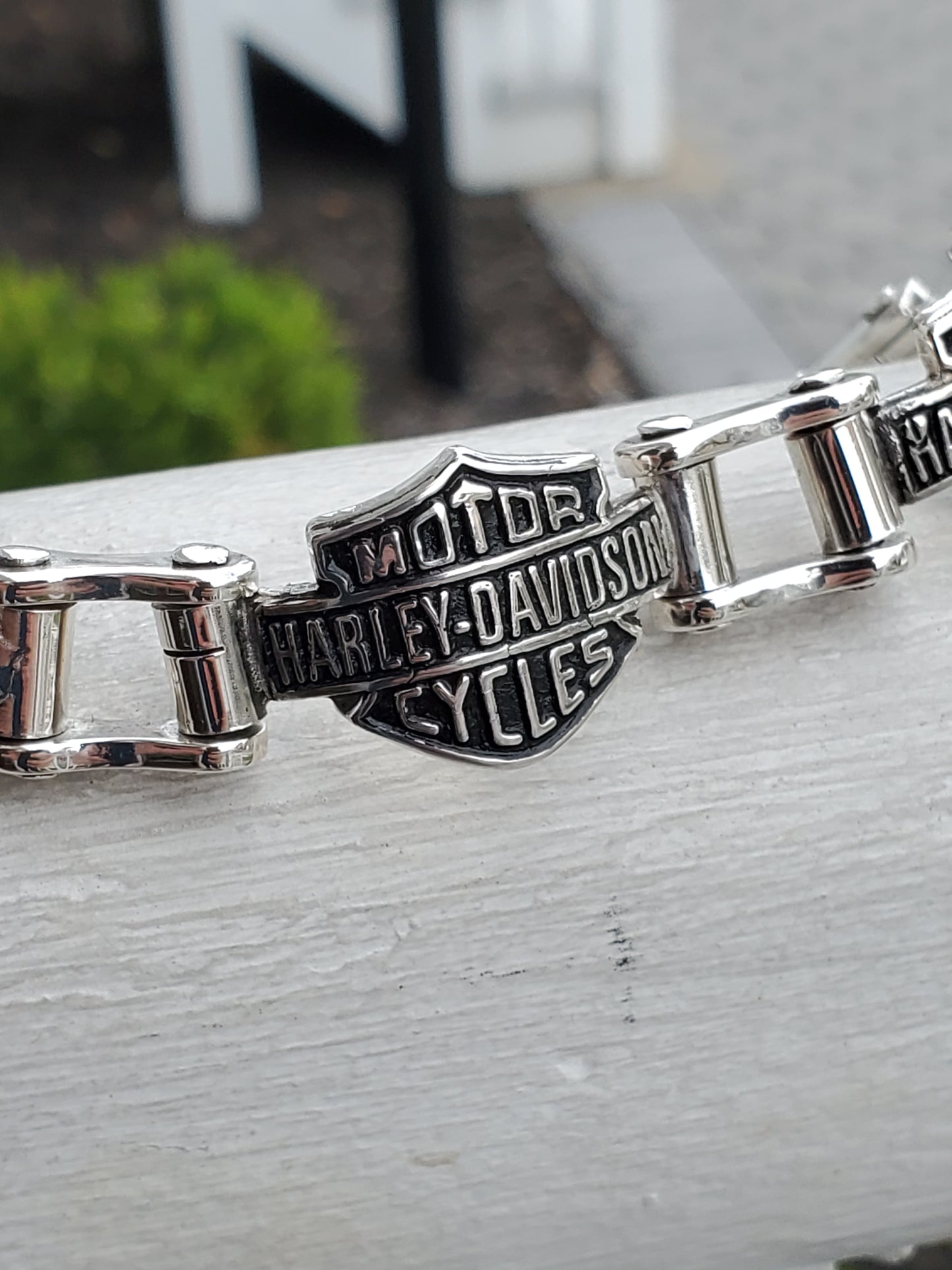 925 Sterling Silver Harley Davidson Shield Logo Motorcycle Biker Bracelet
