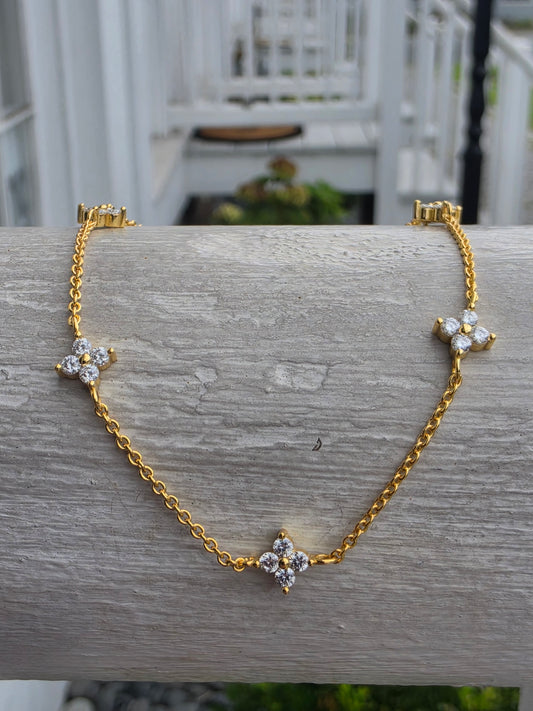 925 Sterling Silver 18k Gold Vermeil Moissanite Diamond Anklet