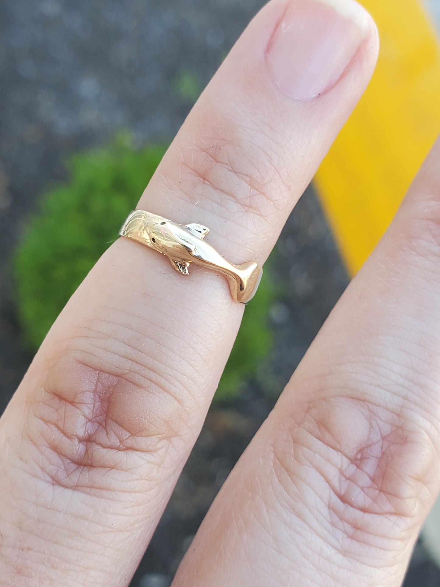 14k Solid Gold Ladies Dolphin Toe / Mid-Finger Ring