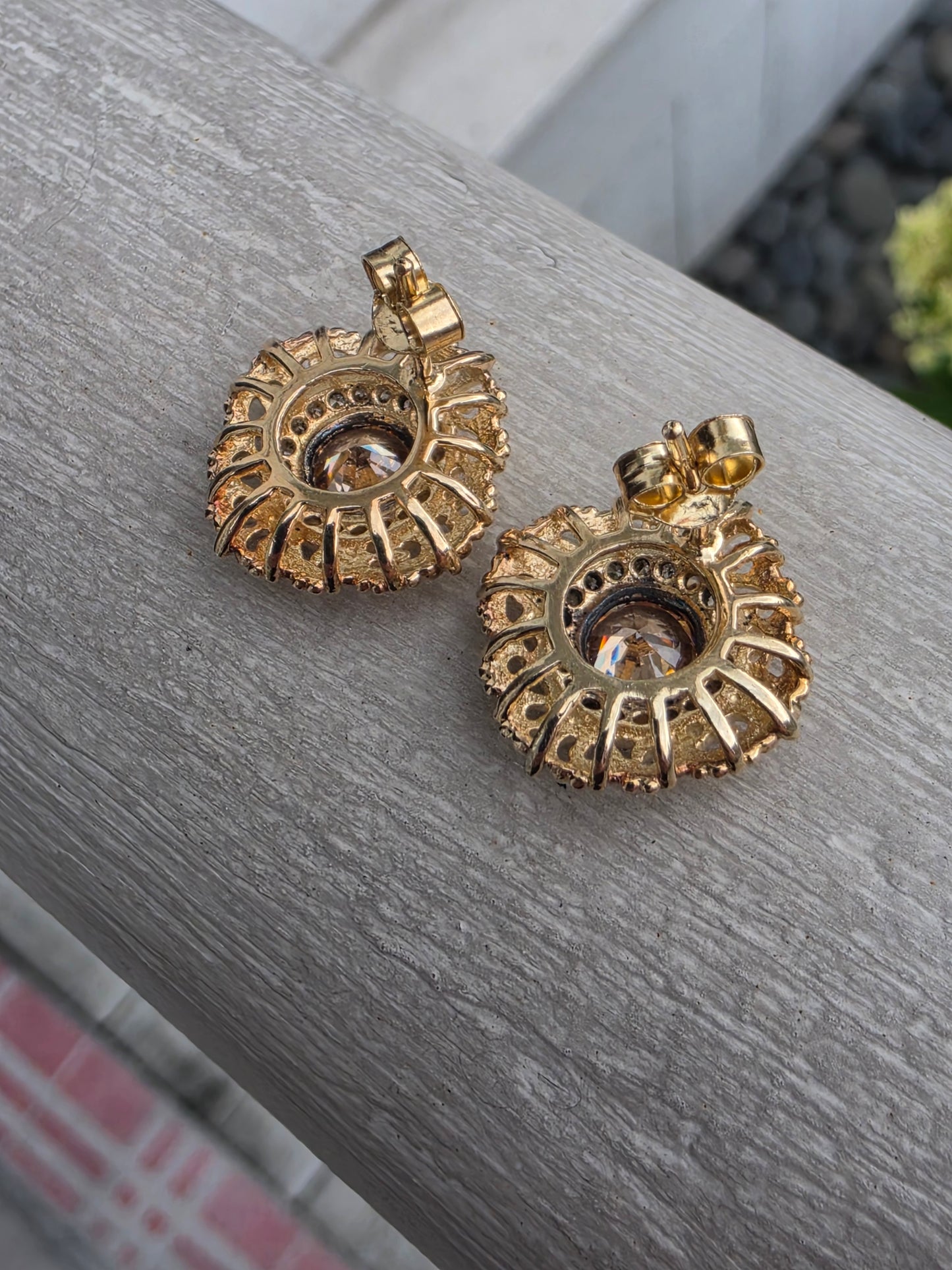 925 Sterling Silver Filigree Citrine Stud Earrings