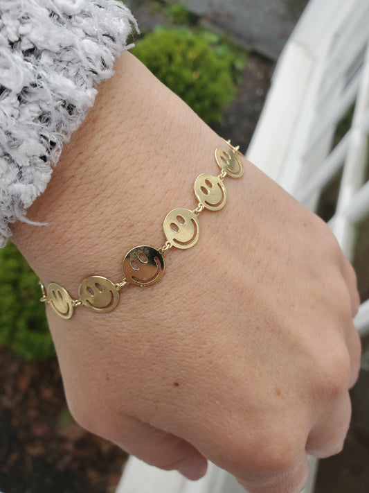 925 Sterling Silver "Have a Nice Day" Happy Smiley Face Bracelet