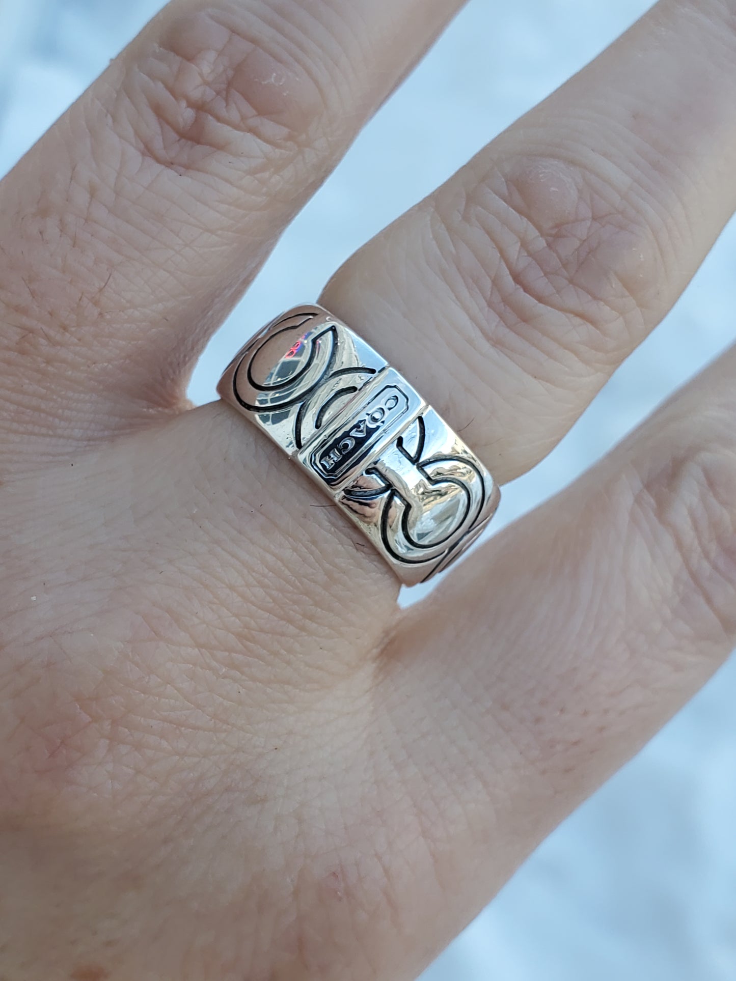 925 Sterling Silver Designer Coach Signature CC Ring