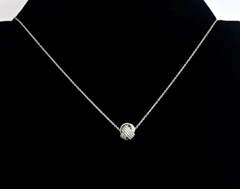 925 Sterling Silver Tiffany & Co. Somerset Mesh Love Knot Twist Pendant Necklace