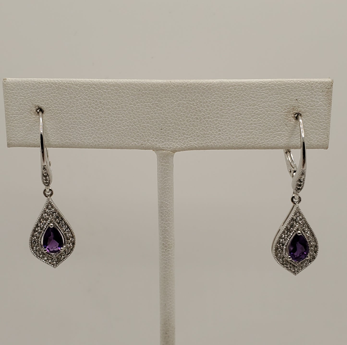 925 Sterling Silver Amethyst Zirconia Chandelier Earrings