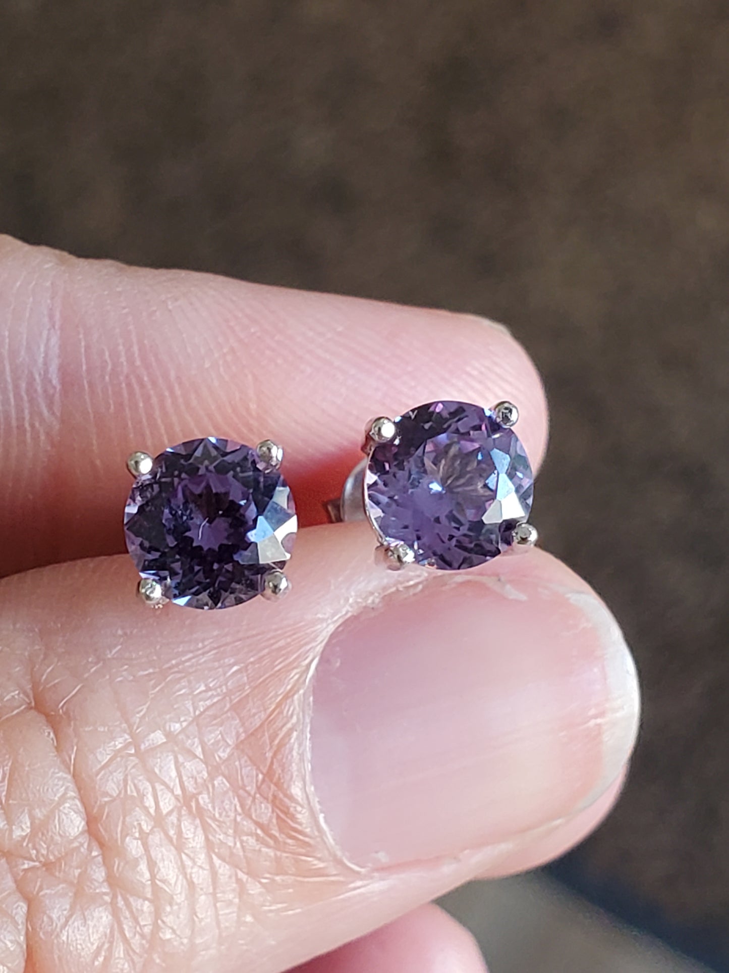 925 Sterling Silver Simulated Alexandrite Stud Earrings