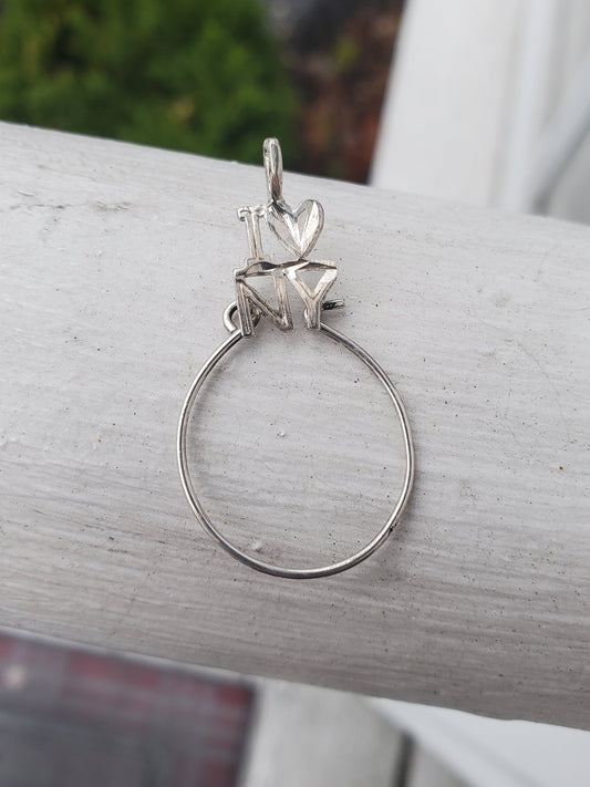 925 Sterling Silver Vintage I Love NY Wire Charm Holder