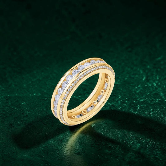 925 Sterling Silver 14k Vermeil Moissanite Diamond Eternity Band Ring