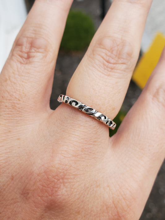 925 Sterling Silver Designer Silpada Thin Antiqued Eternity Band